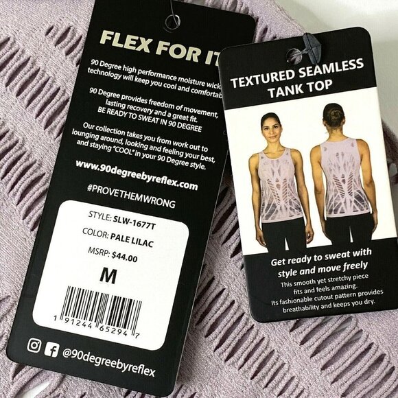 90⁰by Reflex Women's Medium Pale Lilac Sheer Textured Seamless Cut Out Tank Top - Picture 9 of 9